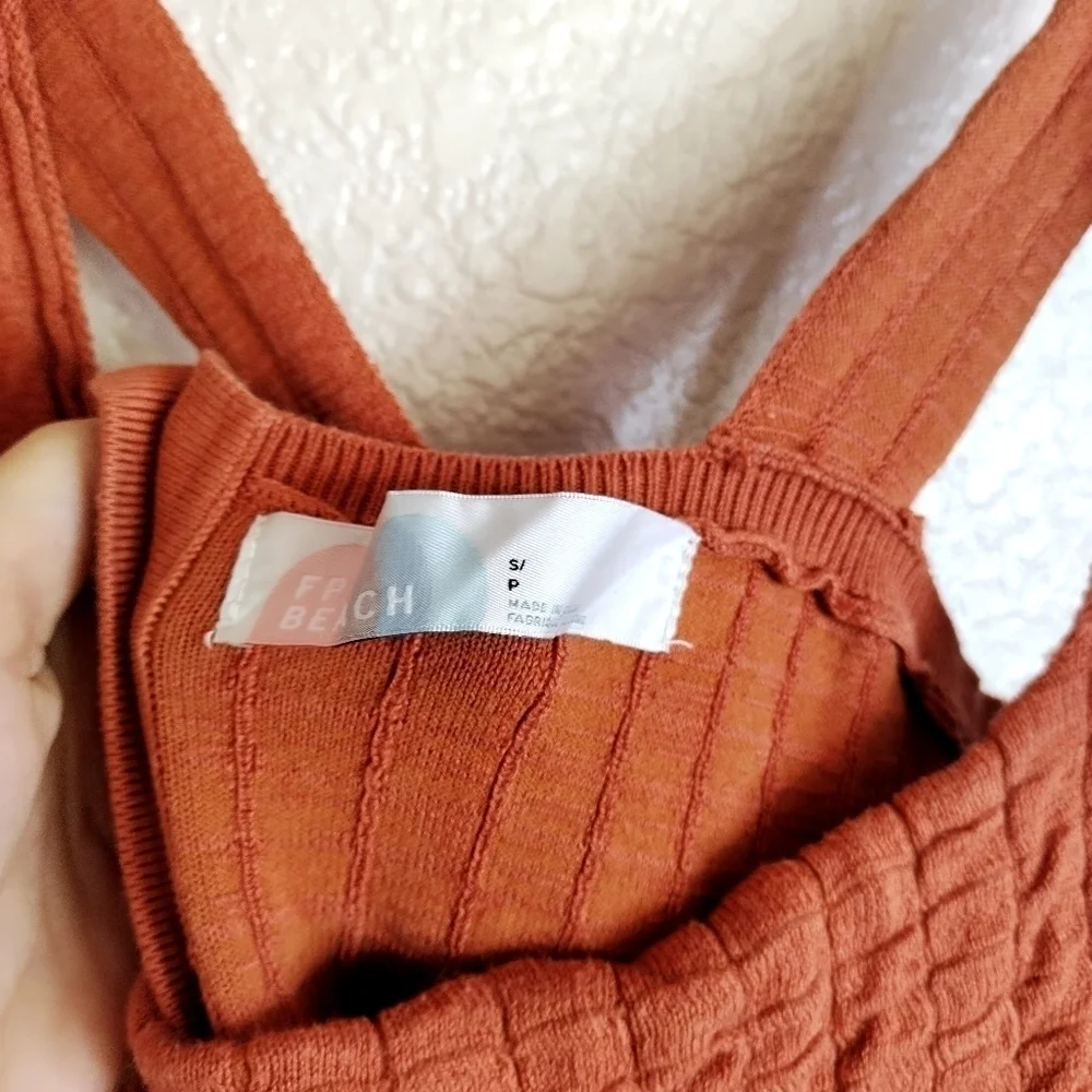 Free People Beach Short & Sweet Mini back buttons rusty orange Dress sz S